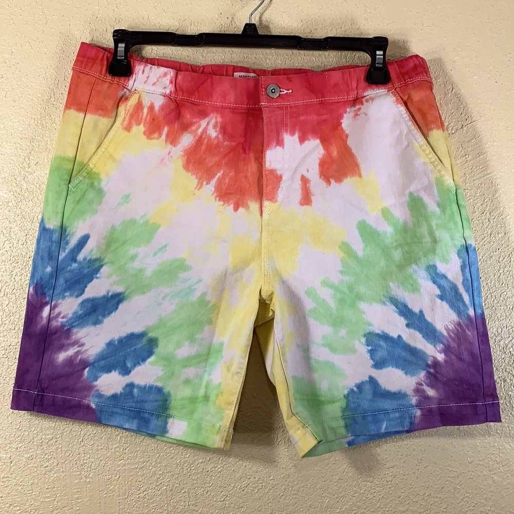 Mossimo Tie Dye Shorts White Yellow Blue Purple L